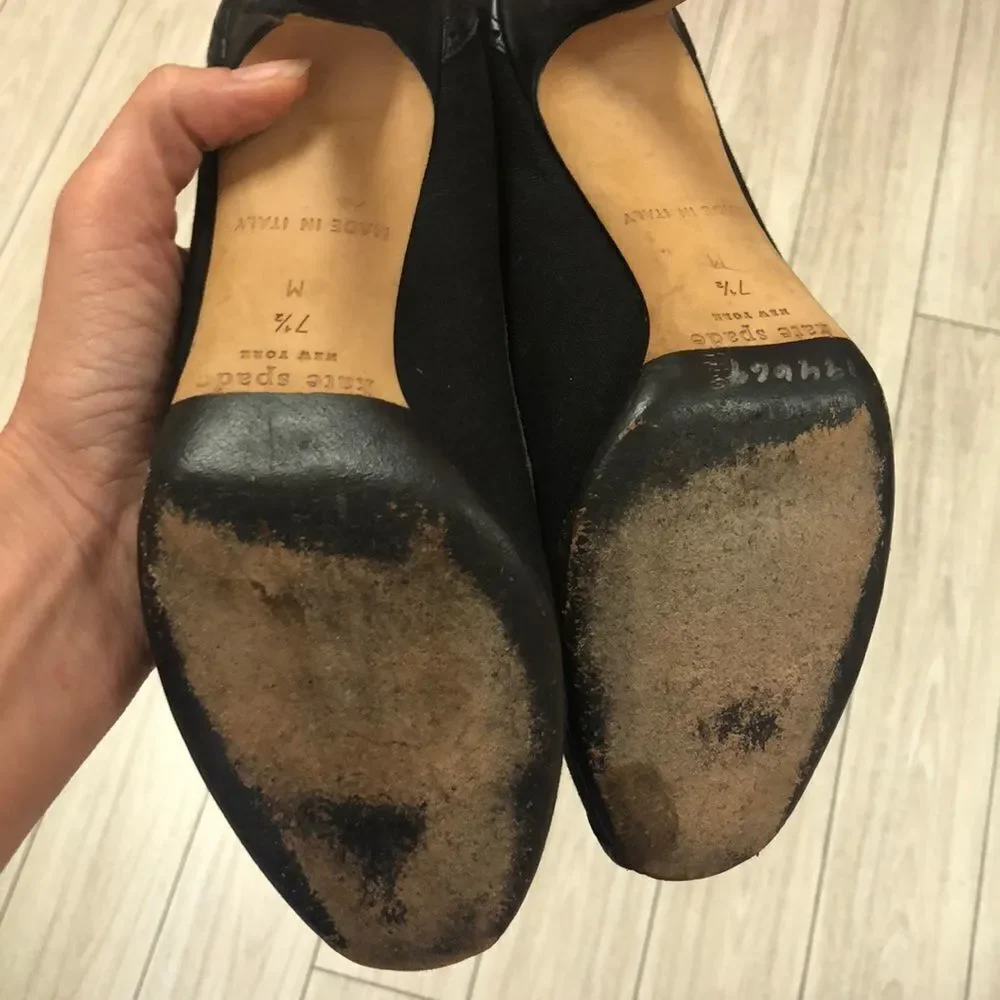 Kate Spade peep toe black pumps. Made in Italy 7.5